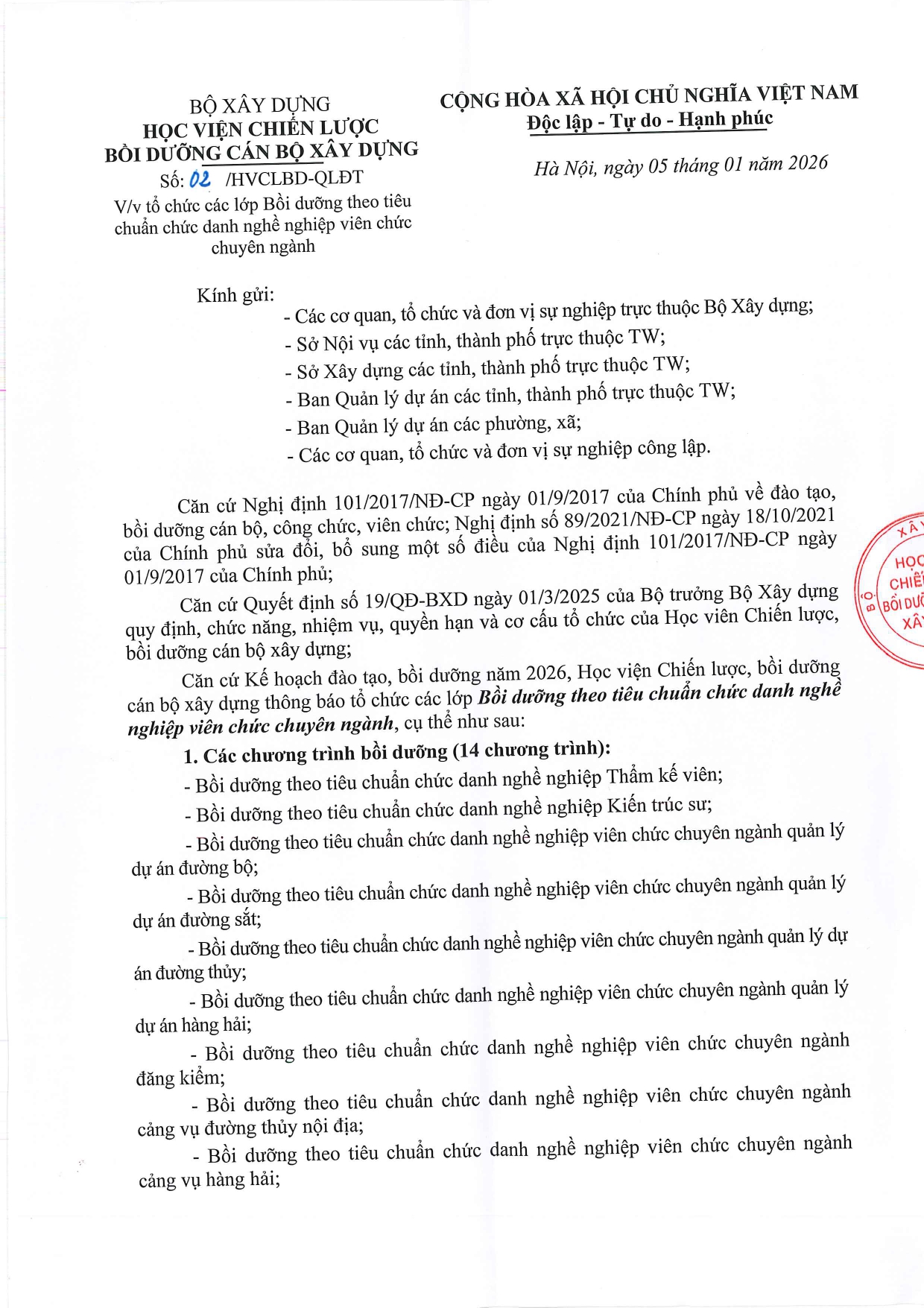 BD theo tiêu chuẩn CDNN VCCN Thẩm kế viên, Kiến trúc sư, Giao thông vận tải